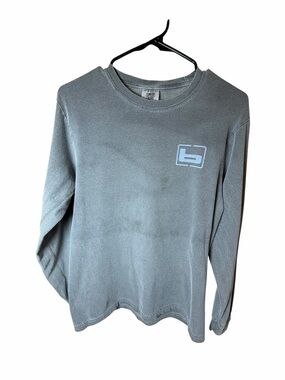 Men's Long Sleeve Crewneck Shirt - Gray with Small Logo